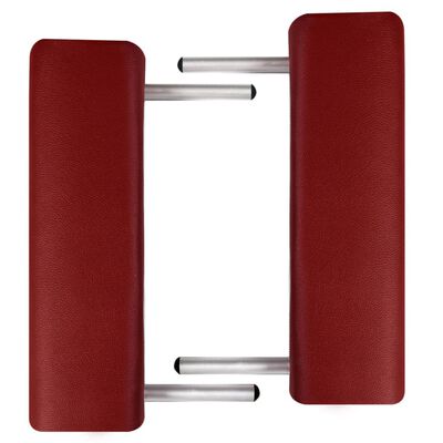 vidaXL طاولة مساج حمراء قابلة للطي 3 أقسام بإطار ألومنيوم