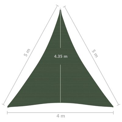 vidaXL مظلة شراعية 160 جم/م² أخضر داكن 4×5×5 م HDPE