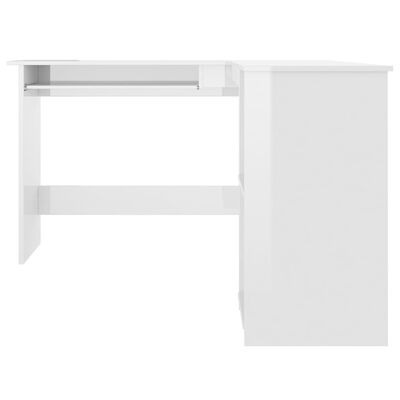vidaXL طاولة مكتب زاوية أبيض لامع 120×140×75 سم خشب حبيبي
