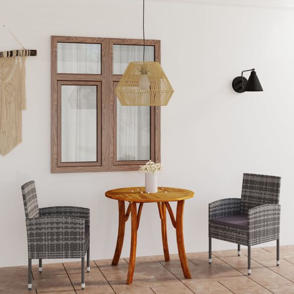 vidaXL VidaXL طقم سفرة للحديقة 3 قطع لون انثراسايت