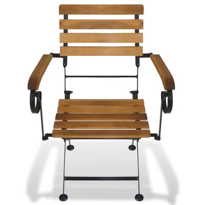 vidaXL كرسي حديقة قابل للطي 2 ق فولاذ وخشب أكاسيا صلب