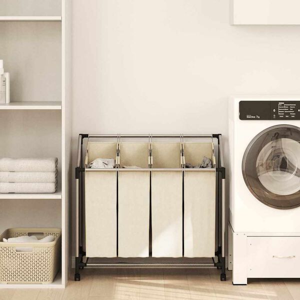 vidaXL فارز غسيل مع 4 أكياس فولاذ كريمي