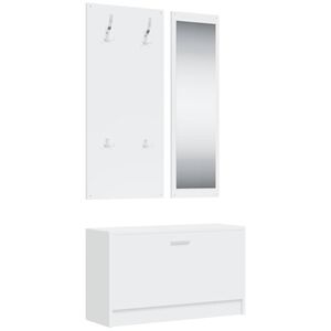 vidaXL 3-in-1 Shoe Cabinet Set White Engineered Wood - Untranslated
