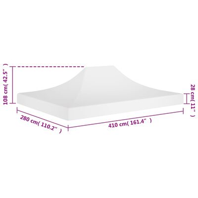 vidaXL سقف خيمة حفلات 4×3 م أبيض 270 جم/م²