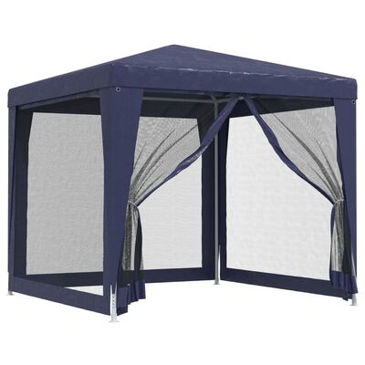 vidaXL خيمة حفلات مع 4 جدران جانبية شبكية أزرق 2.5×2.5 م HDPE
