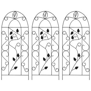 vidaXL حامل تسلق نباتات 3 ق أسود 40×100 سم حديد