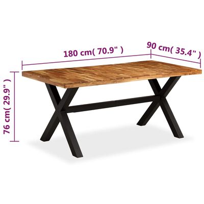 vidaXL طاولة سفرة خشب سنط صلب وخشب مانجو خشن 180×90×76 سم