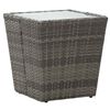 vidaXL طاولة شاي رمادي 41.5&times;41.5&times;43 سم بولي روطان وزجاج مُقوّى