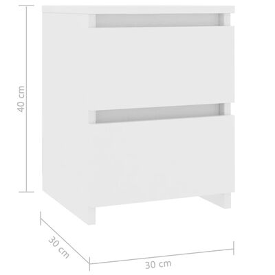 vidaXL خزانات سرير جانبية 2 ق أبيض 30×30×40 سم خشب مضغوط