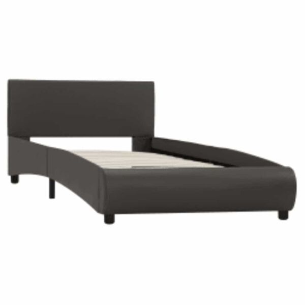 vidaXL إطار سرير مع إضاءة LED رمادي جلد صناعي 90&times;200 سم