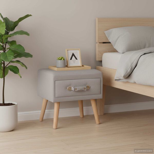 vidaXL خزانة سرير جانبية رمادي 40×35×40 سم القماش