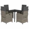 vidaXL 5 Piece Garden Dining Set with Cushions Grey Poly Rattan - Untranslated