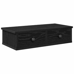 vidaXL رف حائط بأدراج، أسود، 60&times;28&times;15 سم، مصنوع من الخشب المصنّع