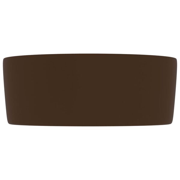 vidaXL حوض غسيل فاخر دائري بني غامق غير لامع 40×15 سم سيراميك