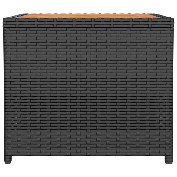 vidaXL طاولة شاي بسطح خشبي من البولي راتان الأسود وخشب الأكاسيا الصلب