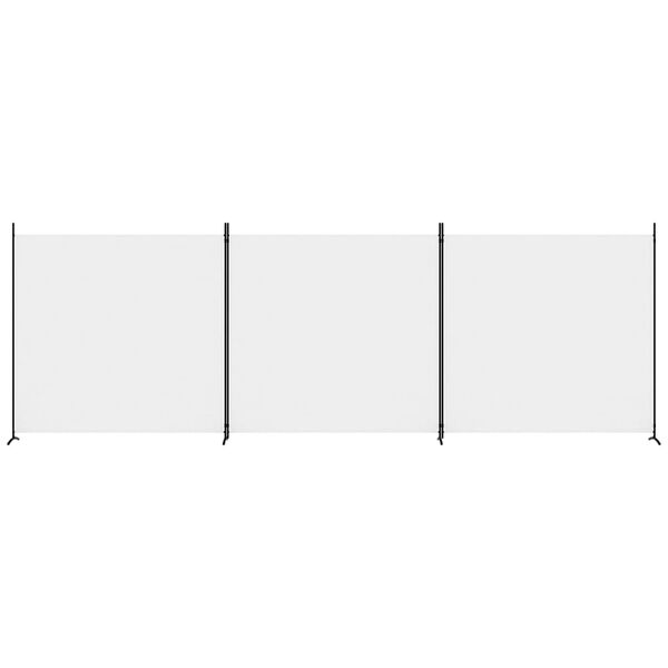 vidaXL مقسم غرفة 3-ألواح أبيض 525×180 سم قماش