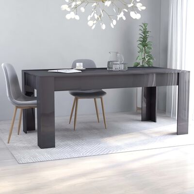 vidaXL 803235 vidaXL Dining Table High Gloss Grey 180x90x76 cm Chipboard (AU/US only)