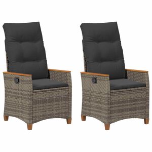 vidaXL كرسي حديقة قابل للإمالة رمادي ورمادي داكن 64 x 57.5 x 112 سم