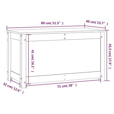 vidaXL صندوق تخزين لون أبيض 45,5x40x80 سم خشب صنوبر صلب