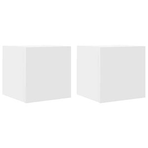 vidaXL خزانات تلفزيون جدارية 2 قطع أبيض 30x30x30.5 سم