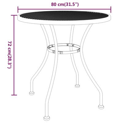 vidaXL طاولة حديقة 80×72 سم شبكة معدنية مُوسّعة أنثراسيت