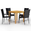 3067693 vidaXL 5 Piece Garden Dining Set Black (147875+310084) - Untranslated
