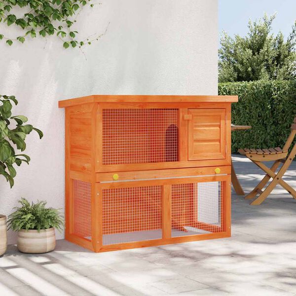 vidaXL قفص أرانب خارجي قفص حيوانات أليفة باب 1 خشب (170158)(فقط CH)
