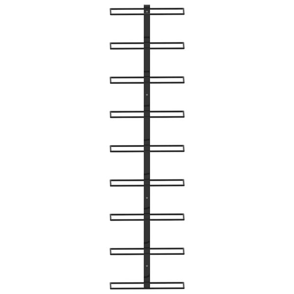 vidaXL حامل نبيذ مثبت على الحائط متسع لـ 9 زجاجات حديد أسود