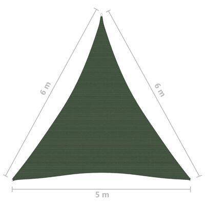 vidaXL مظلة شراعية 160 جم/م² أخضر داكن 5×6×6 م HDPE