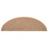 vidaXL سجادات درج، 15 قطعة، 65x21x4 سم، بني فاتح، نصف دائري كبير