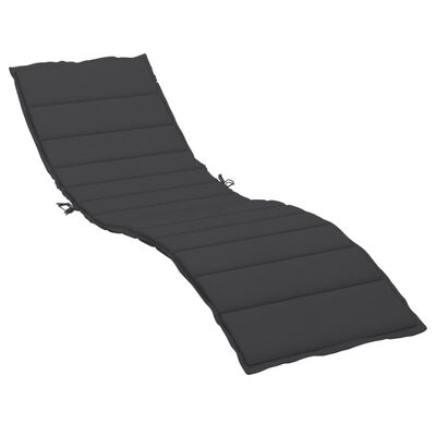 vidaXL وسادة كرسي تشمس أسود 200×50×3 سم قماش
