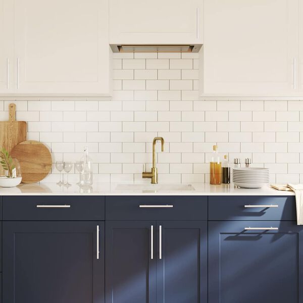 vidaXL مقابض خزانة 10ق فضي فولاذ مقاوم للصدأ 128 ملم