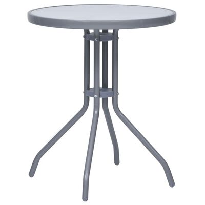 vidaXL طاولة حديقة لون رمادى فاتح 60 سم فولاذ وزجاج