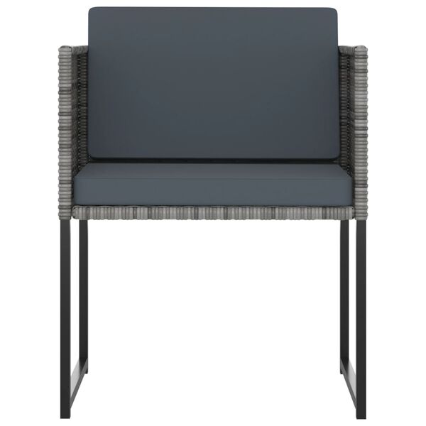 vidaXL طقم سفرة حديقة 9 قطع مع وسائد بولي روطان لون رمادي