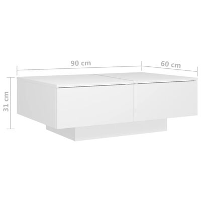 vidaXL طاولة قهوة أبيض 90×60×31 سم خشب حبيبي