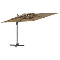 vidaXL مظلة كابولي بسقف مزدوج رمادي بني 300×300 سم