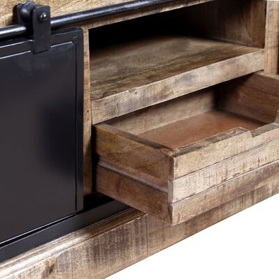 vidaXL خزانة تلفزيون مع 2 أبواب منزلقة خشب مانجو صلب 110×30×45 سم