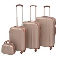 vidaXL أربع قطع طقم حقائب سفر بعجلات صلبة بلون الشمبانيا