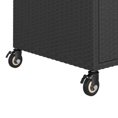 vidaXL عربة بار مع درج أسود 100×45×97 سم بولي روطان