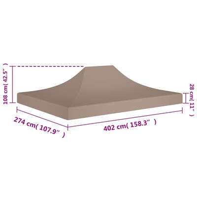 vidaXL سقف خيمة حفلات 4×3 م رمادي بني 270 جم/م²