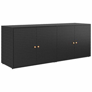vidaXL خزانة تخزين حديقة سوداء 198x55.5x80 سم من البولي راتان