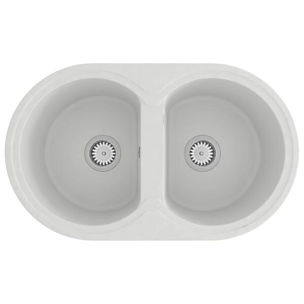 vidaXL حوض مطبخ أبيض 78 &times; 47 &times; 20.5 سم جرانيت