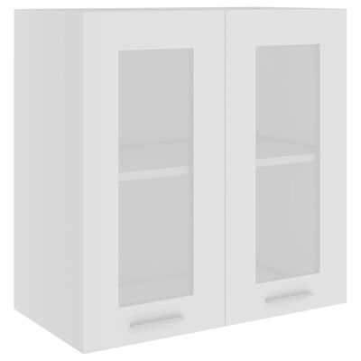 vidaXL خزانة زجاجية معلقة أبيض 60×31×60 سم خشب حبيبي