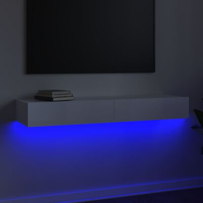 vidaXL خزانة تلفزيون مع مصابيح ليد أبيض شديد اللمعان 120×35×15.5 سم