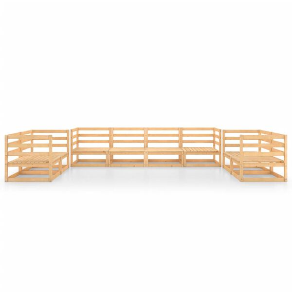 vidaXL طقم جلسة حديقة 8 قطع خشب صنوبر صلب