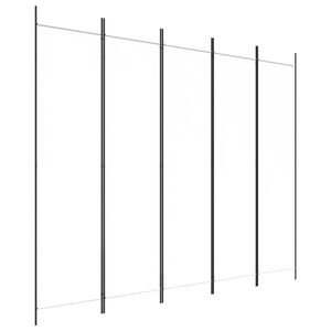 vidaXL مقسم غرفة 5-ألواح أبيض 250×200 سم قماش