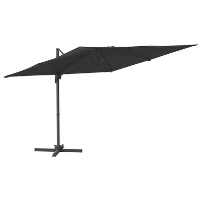 vidaXL مظلة كابولي مع عمود ألومنيوم أسود 300×300 سم