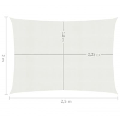 vidaXL مظلة شراعية 160 جم/م² أبيض 2×2.5 م HDPE
