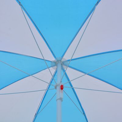 vidaXL مظلة شاطىء بحاجز أزرق وأبيض 180 سم