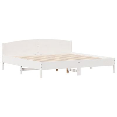 vidaXL إطار سرير مع ظهر سرير لون أبيض 200x200 سم خشب صلب صنوبر